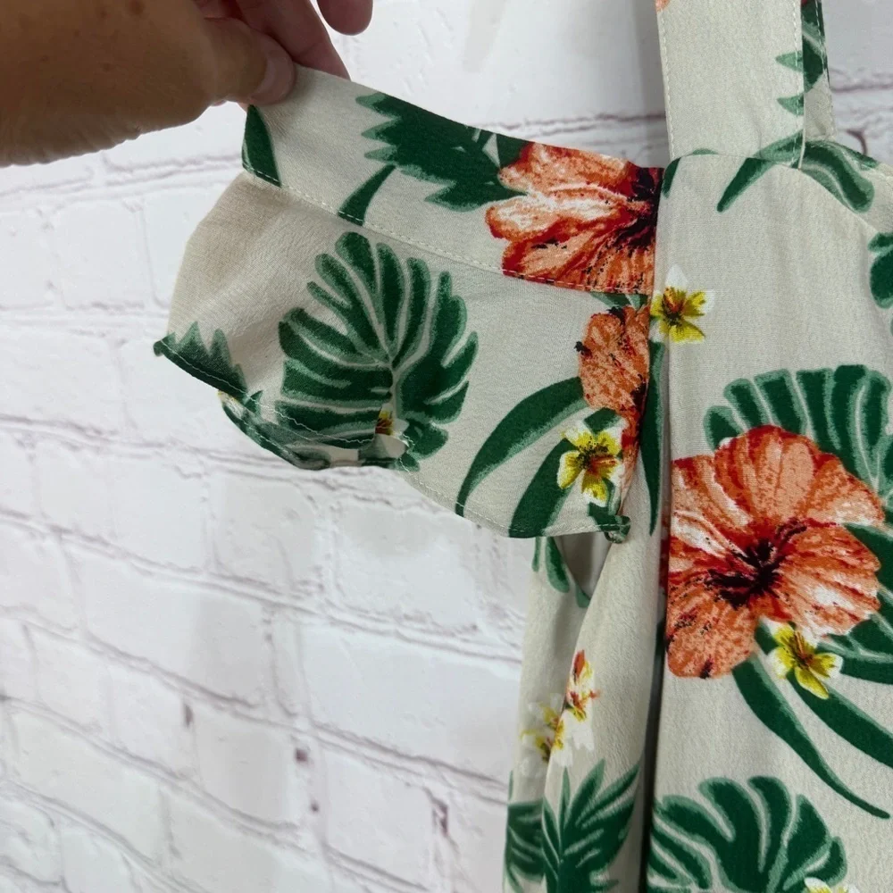 Hommage Los Angeles Floral Two Piece Set size L Tropical Crop Top Resortwear